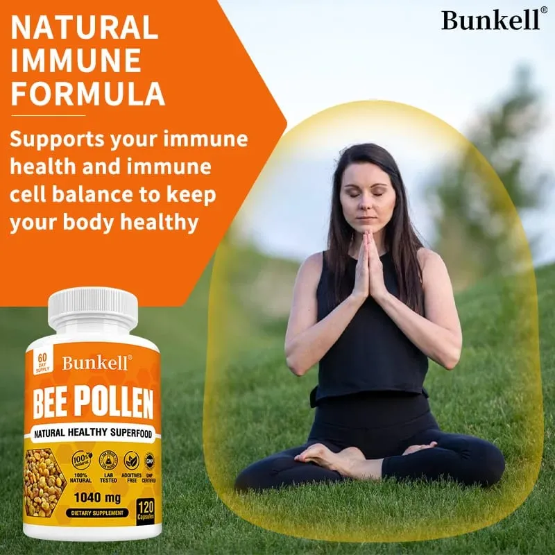 Bijenpollensupplement 100% natuurlijk rauw bijenpollen Vegetarische capsules Probiotische superfood Spijsvertering Immuunondersteuning en energie