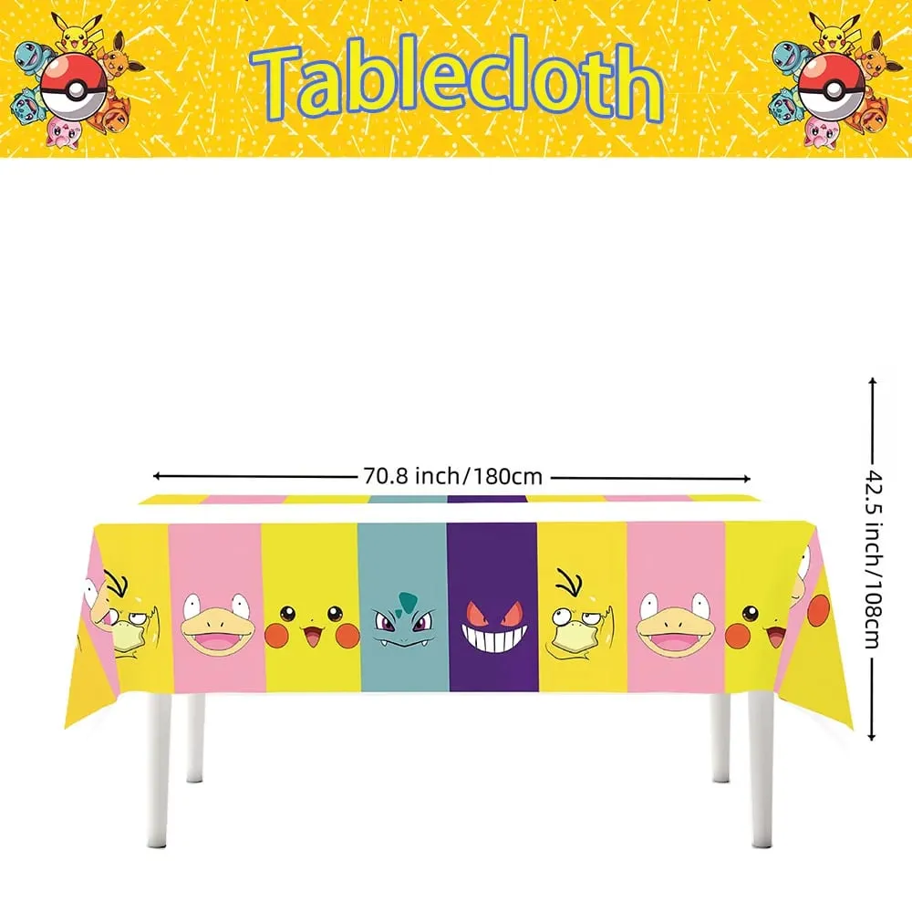 Mantel desechable de Pokemon para decoración de cumpleaños, mantel de Pikachu, regalos de cumpleaños para niños, suministros de baño para bebé, 1/10 Uds.