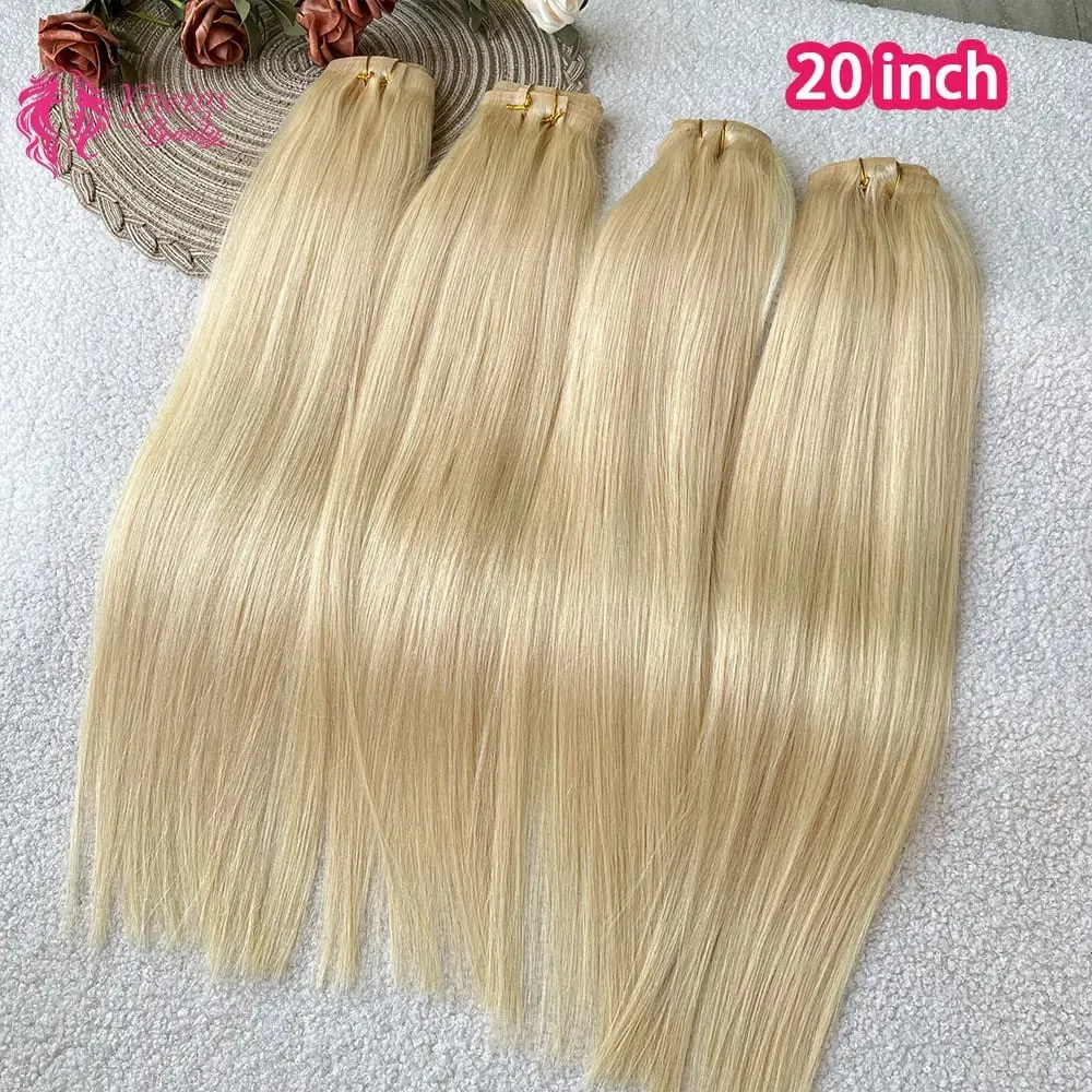 #613 Blonde Clip in Hair Extensions Human Hair Straight Virgin Human Hair Extensions Clip ins for Women 120g/7Pcs