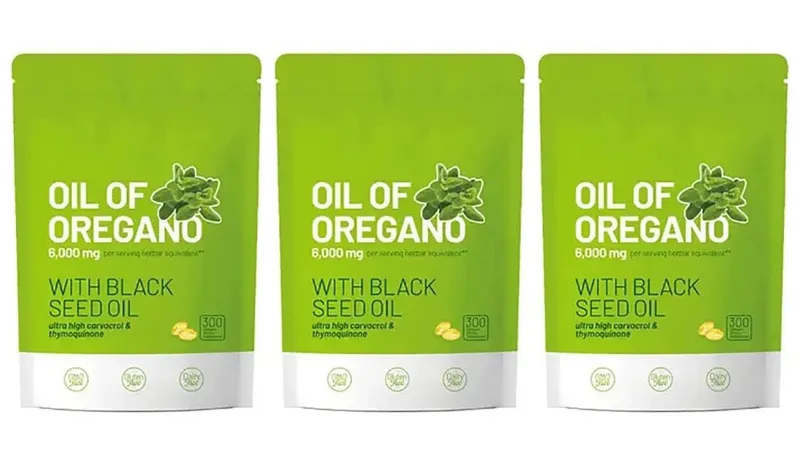 2 in 1 Oil of Oregano Softgels 6000mg with 200mg Black Seed Oil Promote Intestinal Health & Improve Antioxidant Activity 300pcs