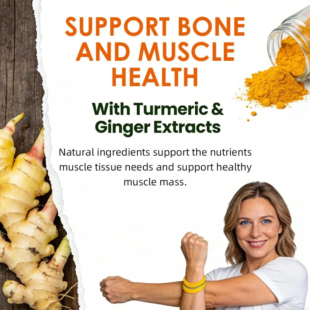 Turmeric and Ginger Root Capsules - Joint Bone and Muscle Health Support Promote Digestion Vegan & Non-GMO