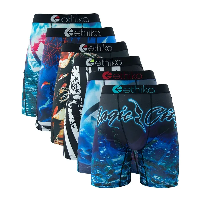6Pcs Men Underwear Boxers Breathable Mesh Crotch Man Swimming Underpants Plus Size Mens Panties Trunks Men's Boxer Briefs