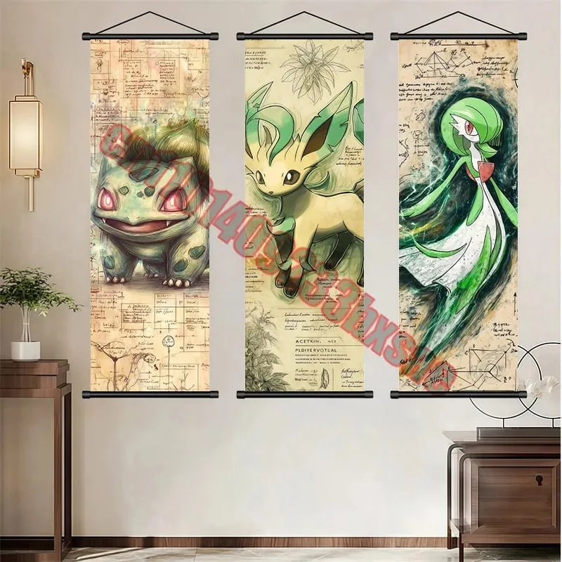 Printed Pokemon Poster Anime Wall Artwork Gengar Pictures Charizard Painting Canvas Pikachu Hanging Scrolls Home Room Decor