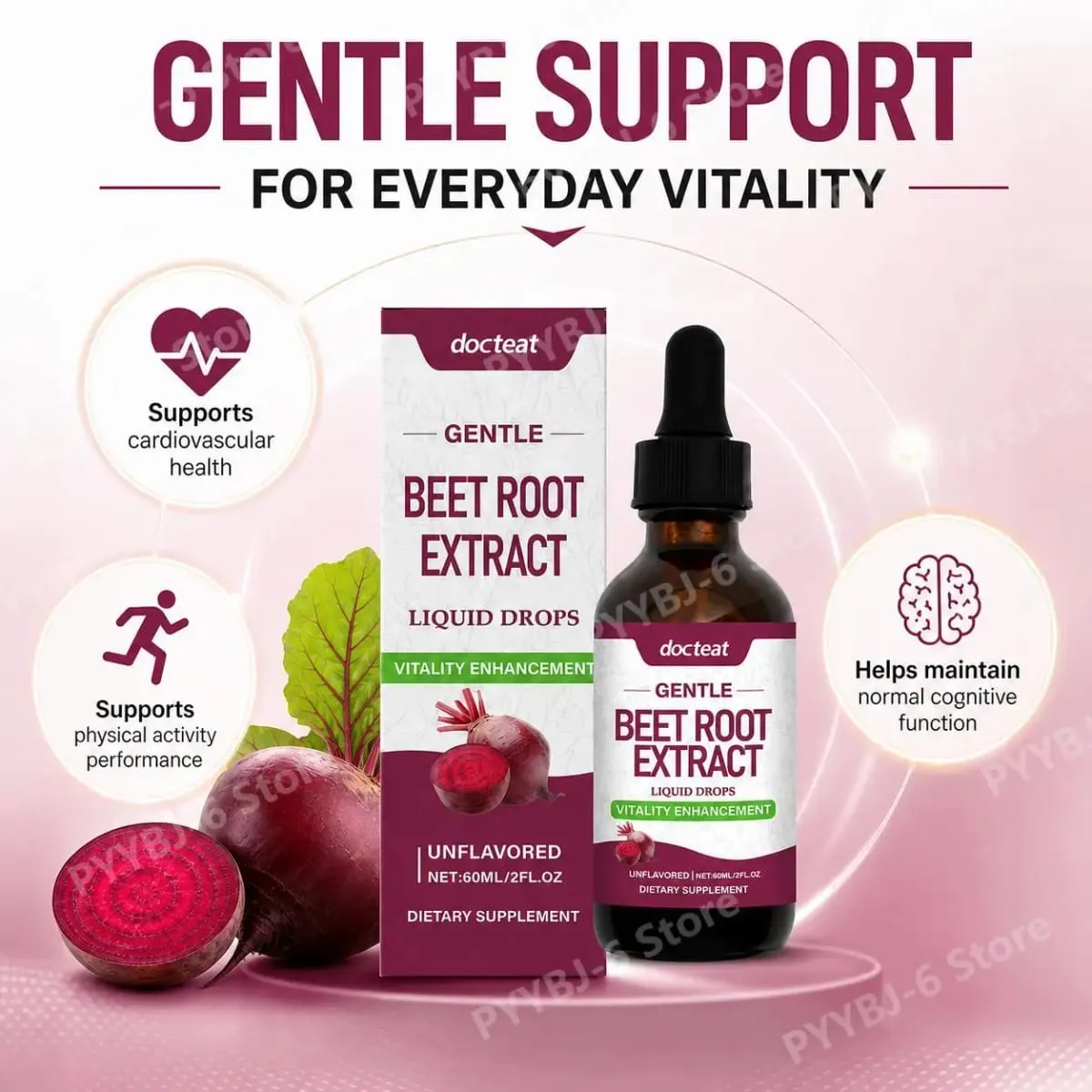 Docteat Beet Root Extract Liquid Drops Unflavored Supports Cardiovascular Health Supports Physical Activity Performance 60 ML