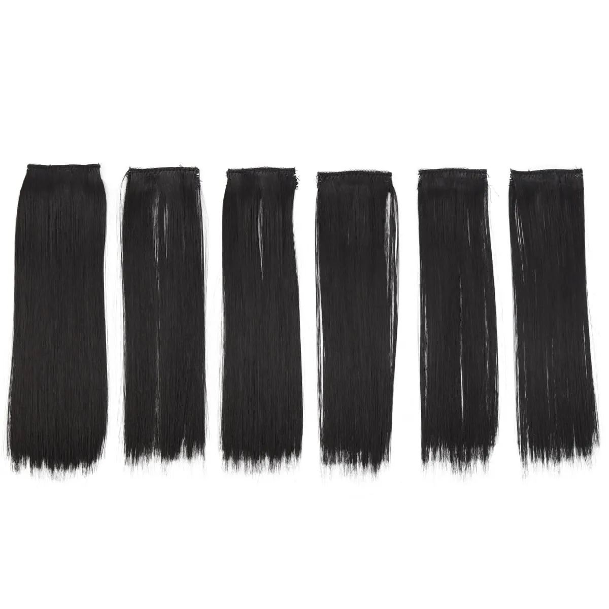 6PCS 6 Clips In Synthetic Hair Extensions Medium Short Straight Clip In Highlights Hairpiece For Women Daily Use