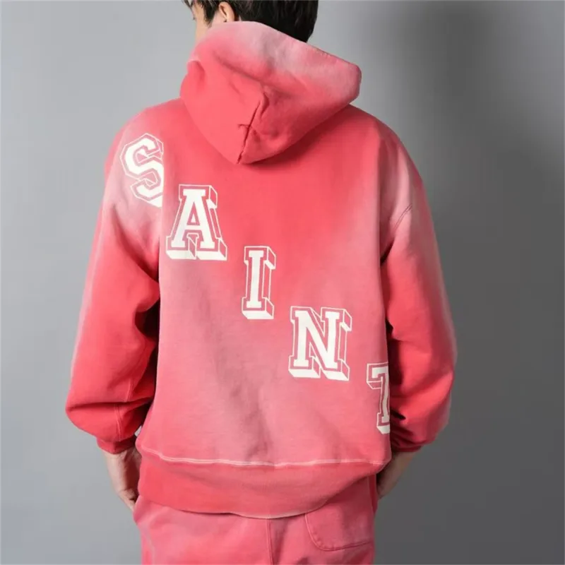 26SS SAINT OF MICHAEL Mxxxxxx BABY MICHAEL HOODIE Printed Distressed Long Sleeve Hooded Sweatshirt Cotton Hoodies For Men