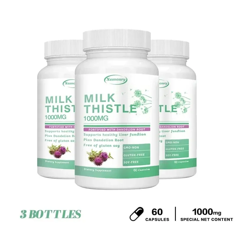 Liver Detox Cleanse - with Milk Thistle - Improves Liver Function Supports Fat Metabolism Antioxidant - 120 Capsules
