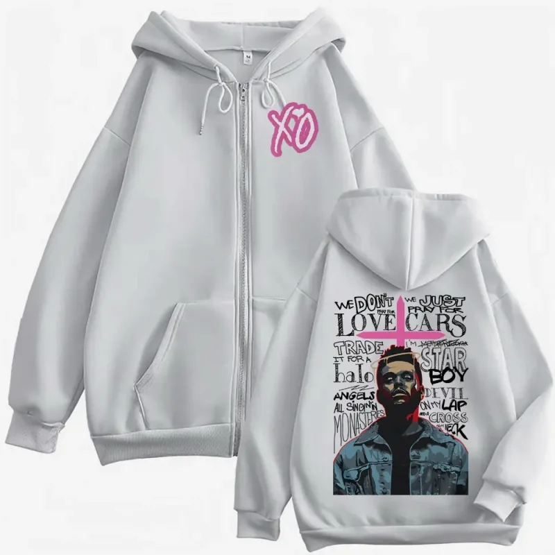 The Weeknd XO After Hours Album Jacket Sweatshirt Men Women Fashion Hip Hop Zipper Hoodies High Quality Cardigan Zip Up Pullover