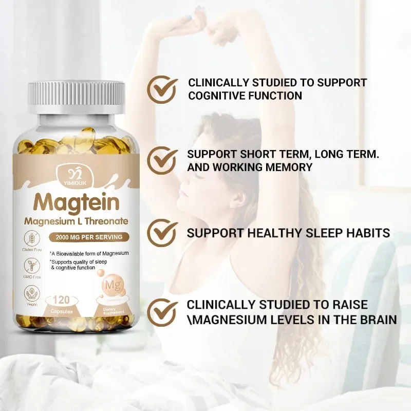 Pure Magtein Magnesium L-Threonate Capsules for Improves Sleep Quality & Cognitive Performance Reduces Anxiety & Neuro Health