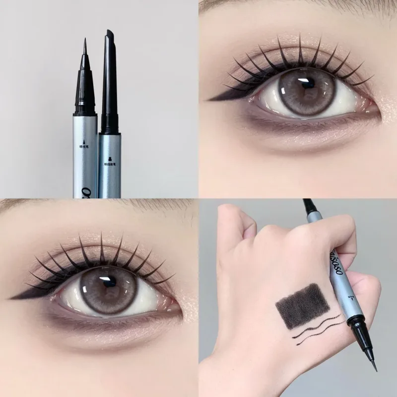 1pc Double Head Ultra-fine Matte Red Brown Eyeliner Pen Waterproof Black Brown Eyeliner Gel Pencil Quick Dry Easy Wear Eye Liner — image 9