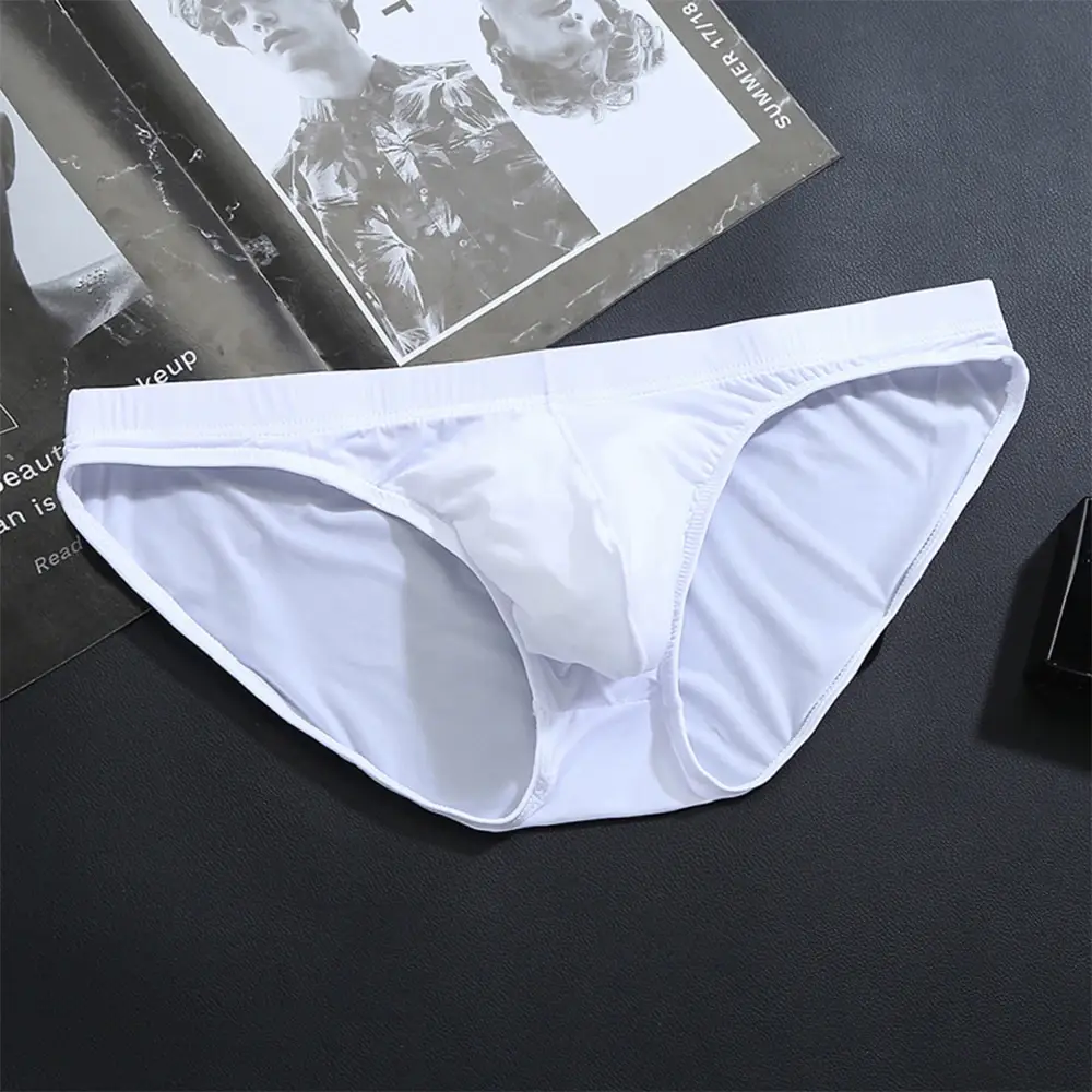 ชายผ้าไหมน้ำแข็งชุดชั้นในกางเกงBreathableต่ำเอวU-นูนUndershortsกางเกงขาสั้นสีทึบกางเกงผู้ชายกางเกง — image 4