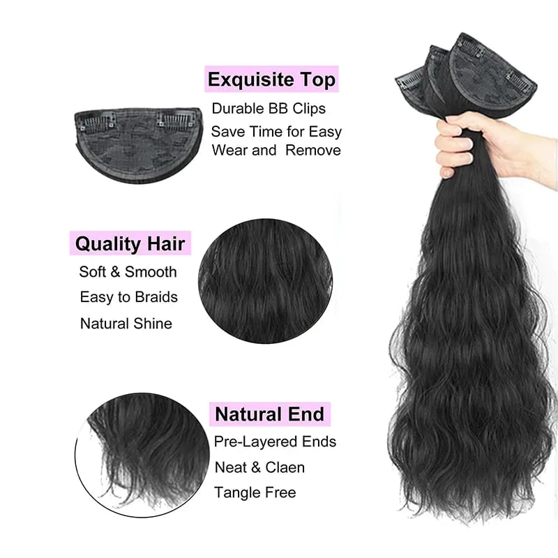 Clip in Hair Extensions for Women 3PCS Long Wavy Curly Clip on Hair Extensions 18 Inch Synthetic Thick Hairpieces