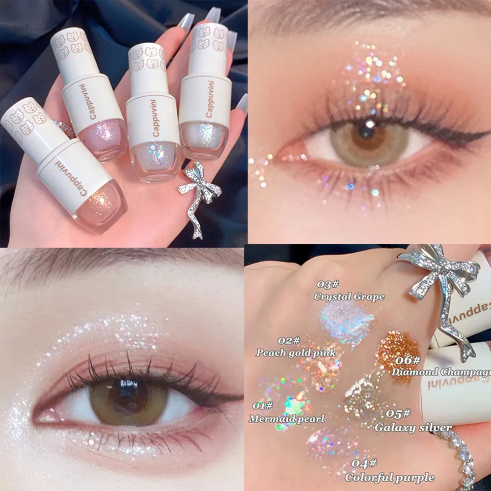 Cappuvini Liquid Eyeshadow High-Gloss Shiny Mermaid Pearl Tears Brightening Glitter Highlighter Quick Drying Eyeliner — image 2