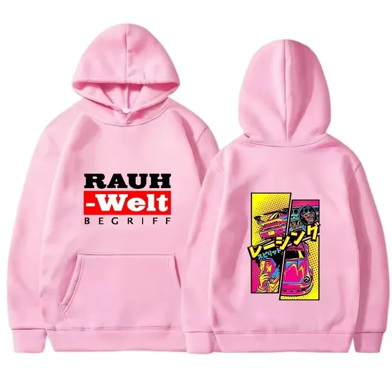 Rauh ウェルト パーカー 車 ワイドボディ チューニング JDM レーシング ポップ アート コミック 美的 ブラック オーバーサイズ カジュアル スウェットシャツ 長袖