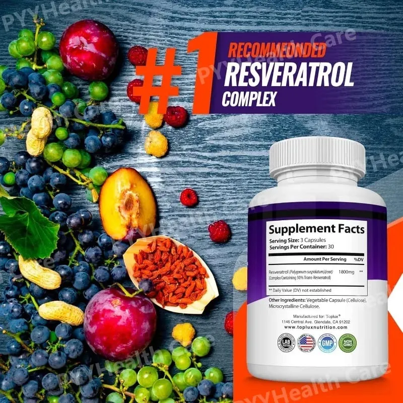 Resveratrol Supplement 1800 Mg Antioxidant Complex for Healthy Aging Health Support Immune System for Men Women 90 Capsules