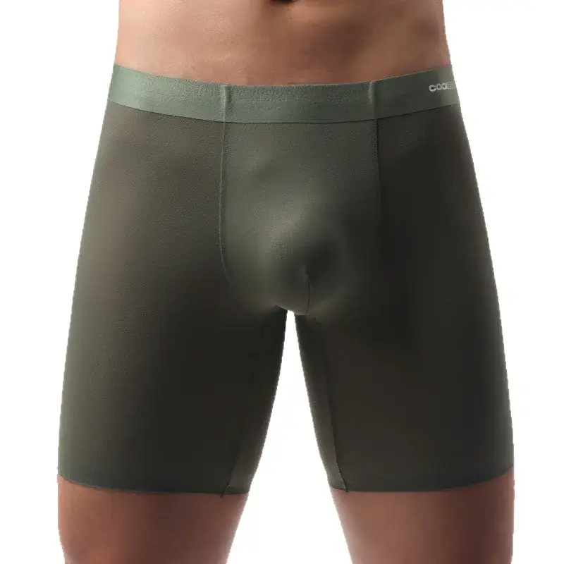 Ice Silk Long Boxer Shorts Panlalaking Ultra-manipis Breathable Sports Underwear Sexy See Through Panties Lalaki Quick Dry U Pouch Underpants