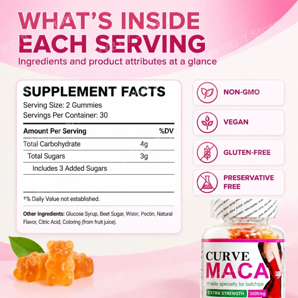 Vegan Maca Gummies Natural Plant Extract Energy Support Energy Hip Curves Support Daily Nutritional Supplement