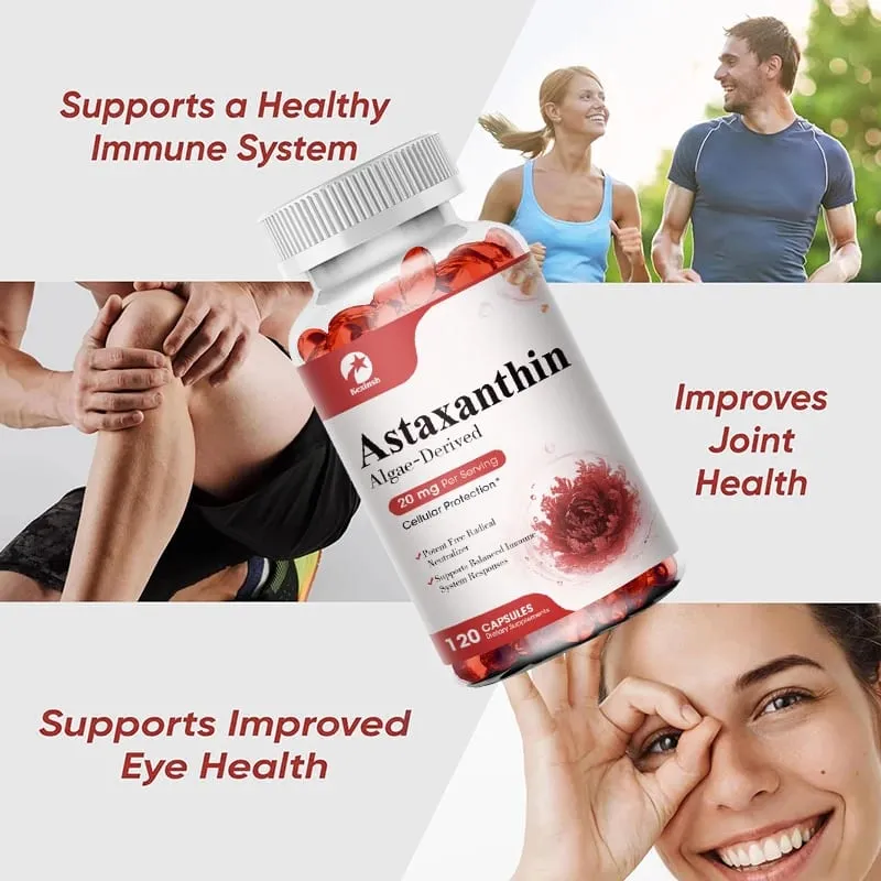 Les capsules d'astaxanthine Kexinsh 20 mg favorisent la santé cardiovasculaire et accélèrent le métabolisme, favorisant la santé des articulations et de la peau