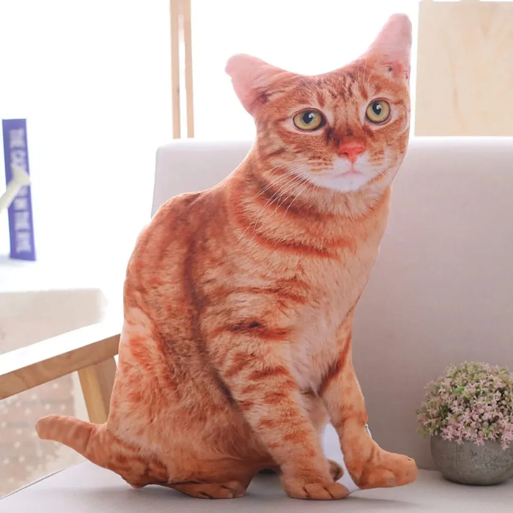 Plush Realistic 3D Cat Doll Cartoon Stuffed Simulation Cat Plushie Pillow Kawaii Soft Plush Animals Toy Cushion for Kids Girls — image 8