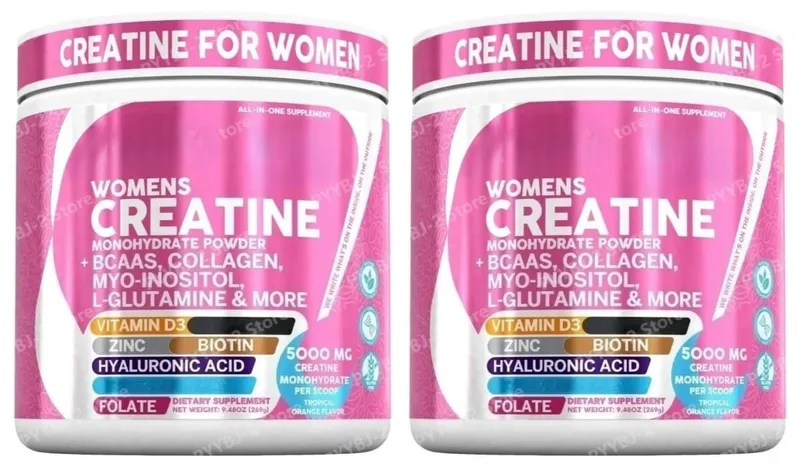 Kvinders kreatinmonohydratpulver 5000mg BCAA Multi-Collagen Biotin Vitamin D3 Tropical Orange Sports Nutrition 30 portioner