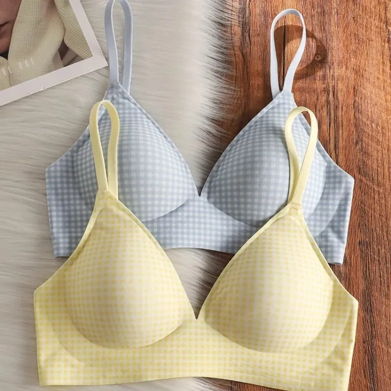 Elegant, sømløs bralette, lille buste, der samler sig anti-faldende, tynde justerbare stropper Trådfri Comfort Fit UK Light Support BH-sæt