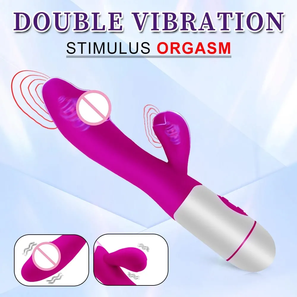 G Spot Silicone Rabbit Vibrator with Dual Vibration Clitoral Stimulator 10 Speed Adult Sex Toy for Women