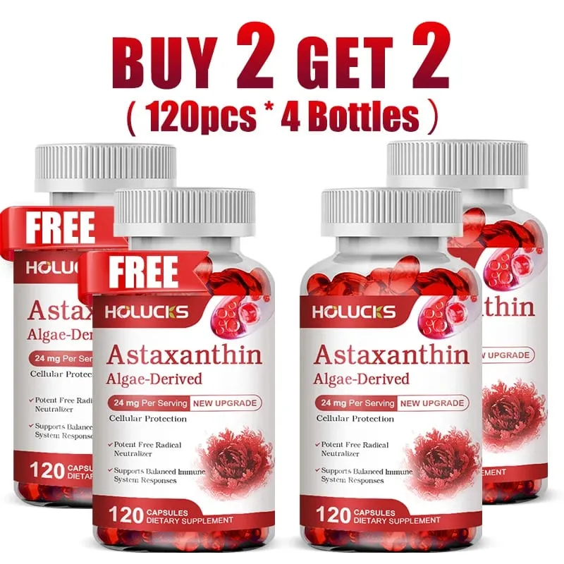 Buy 1 Get 1 Free! Astaxanthin 24mg Supplement for Skin & Eye Health Anti-Aging & UV Defense Reduces Eye Fatigue Non-GMO
