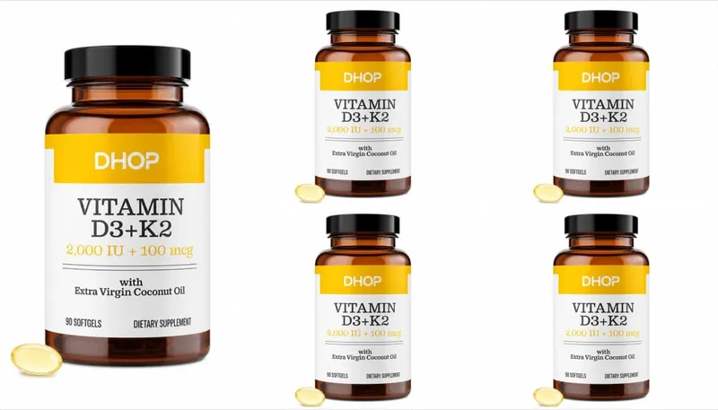 Vitamin D3+K2 Capsules 2000 IU + 100 Mcg - Bone Health & Immune Support Calcium Absorption Daily Wellness Formula 90ct
