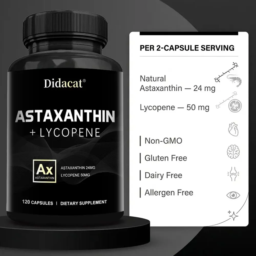 Supplément d'astaxanthine pour hommes et femmes | Des microalgues Haematococcus Pluvialis pour le soutien de la santé des yeux et de la peau