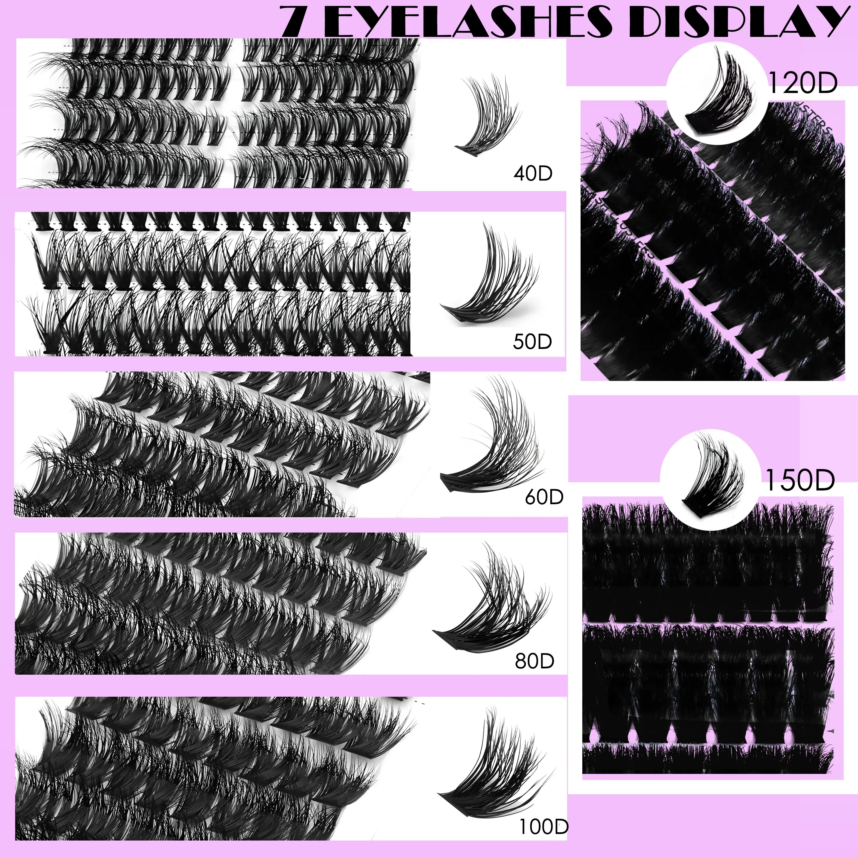 40D-150D Řasy Cluster DIY Prodlužování řas Smíšené Shluky řas Řasy Nadýchaný objem Individuální řasy Prodlužování řas Kočičí oko