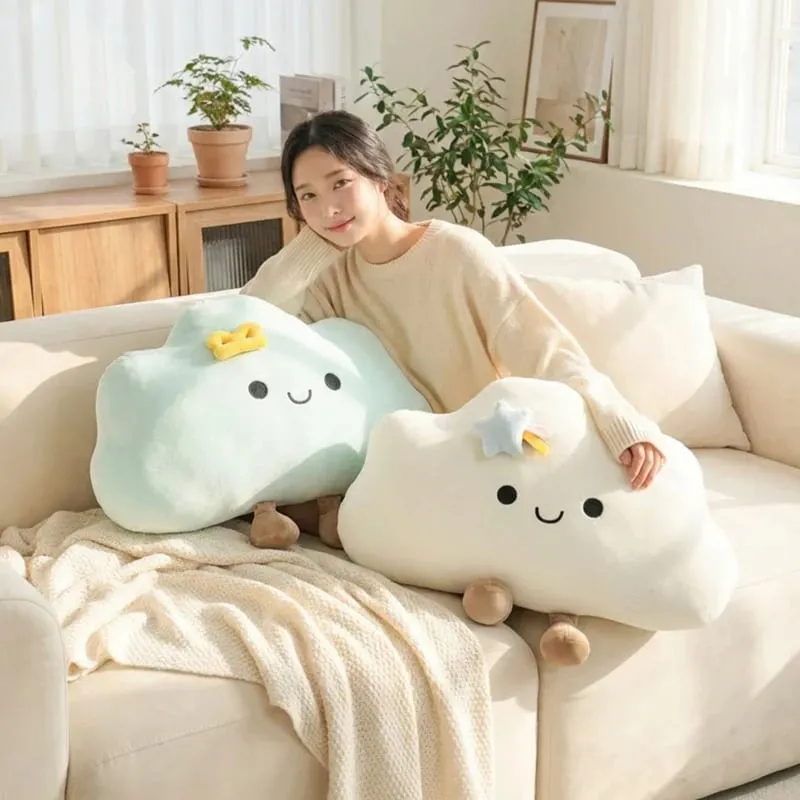 55*45CM Nordic Style Fluffly Soft White Blue Pink Weather Cloud Plush Toys Creative Stuffed Simulation Throw Pillow Sofa Cushion