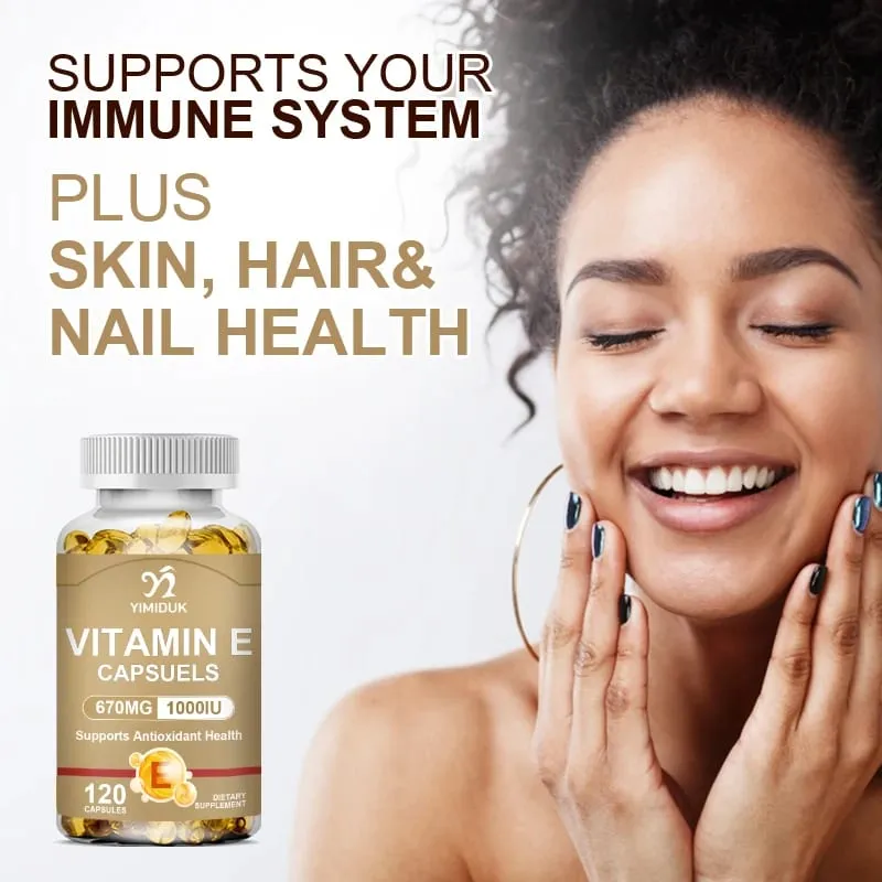 Vitamin E Supplements with Tocopherols & Safflower Oil Support Elasticity Shrink Pores Combat Aging & Antioxidant Immune — image 6
