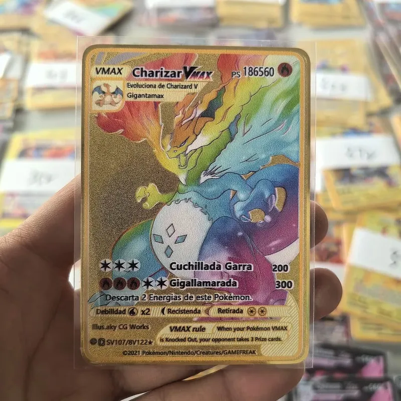 10000HP Charizard Vmax Pokemon Cards Metal English Card Arceus GX Vstar V Golden Limited Kids Gift Game Battle Collection Cards