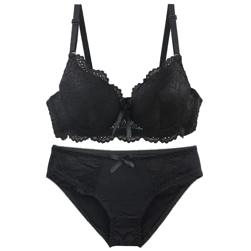 DainaFang Lace Minimizer Bra Sets 3/4 Cup Push Up Lingerie Side Support Removable Straps 3 Hooks Women Underwear