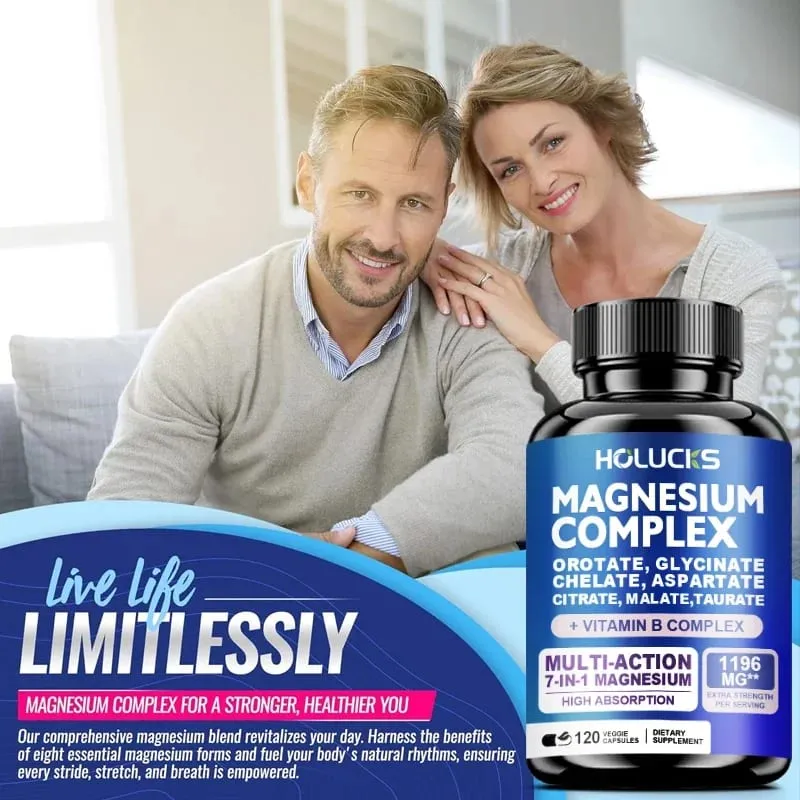 Buy 1 Get 1 Free! Magnesium Complex Supplement with Vitamin B6 & Vitamin C for Sleep Stress Relief & Muscle Strong Nerves