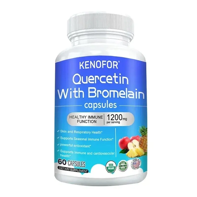 Quercetin Bromelain Capsules - Supports Immune Cardiovascular & Respiratory Health Antioxidant Supplements