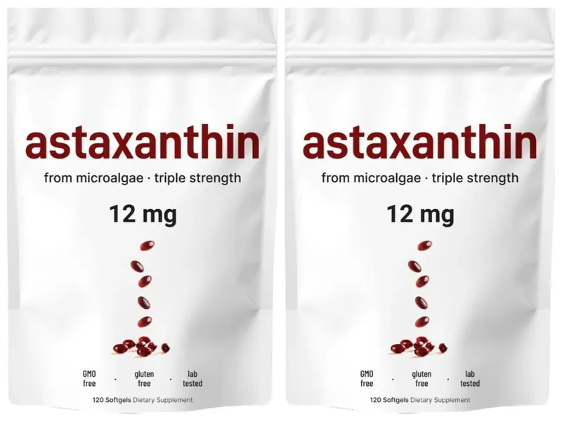 Astaxanthin 12mg Softgels From Plant-Based Microalgae with MCT Oil Dietary Supplement