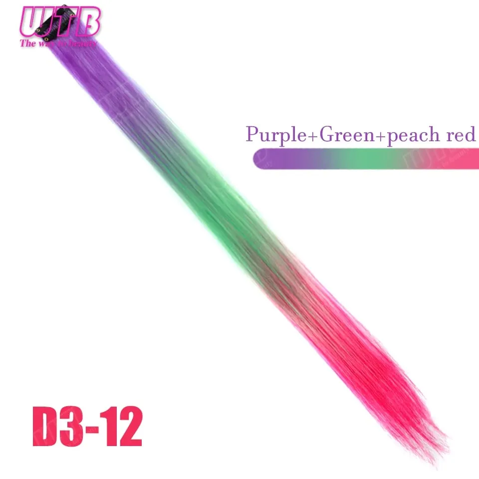 WTB Colored Synthetic Hair Extensions BB Clip Style Gradient Color Hair Extensions Suitable for Women's Daily Wear and Holidays