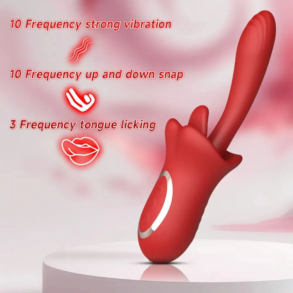 10-hastigheds stødvibrator til kvinder 3 tunge slikketilstande G Spot klitoris massager 100 % vandtæt voksen sexlegetøj