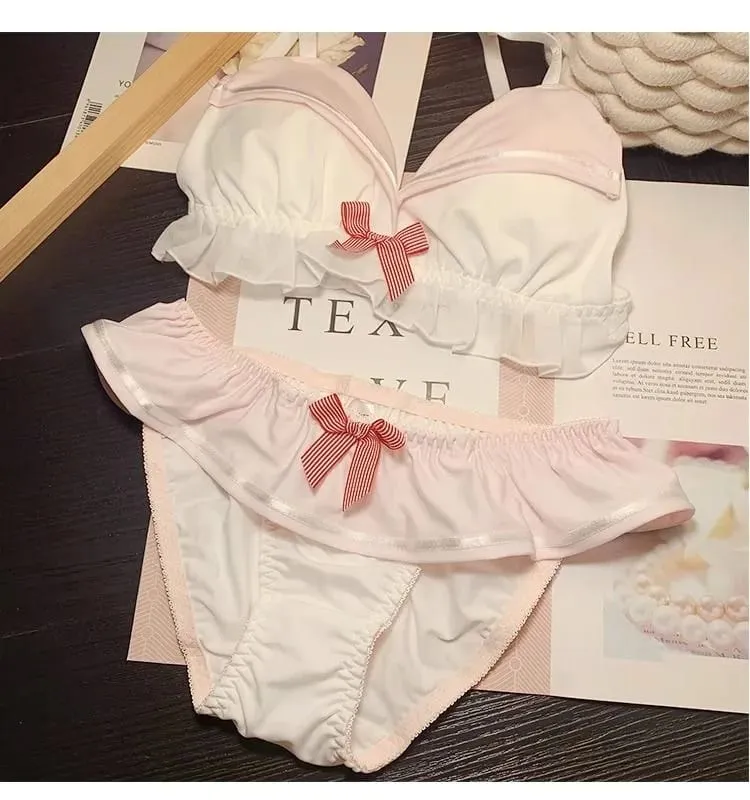 Underwear women set Navy cute core women's bra underpant sets bow sailor suit Lolita cosplay women's sexy girl set Lingerie set