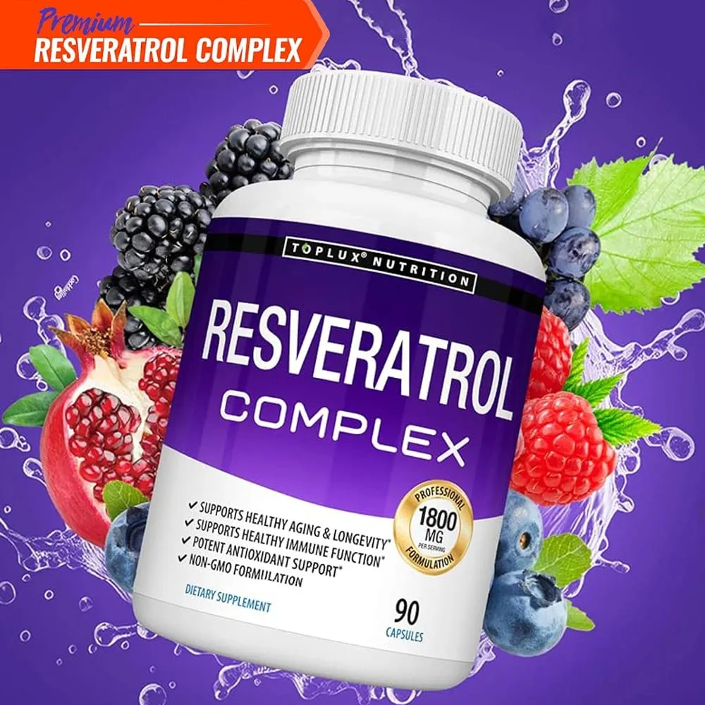 Resveratrol Complex - Trans Resveratrol Supplement with Grape Seed - Promote healthy aging immune system brain functio 90 pill