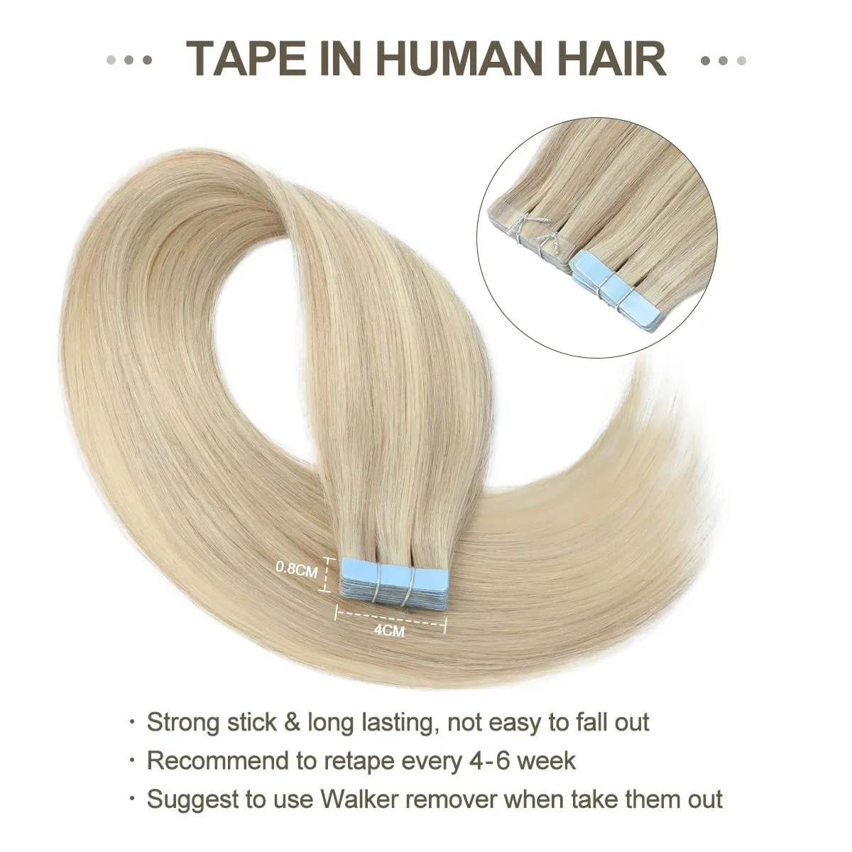 Tape in Hair Extensions Human Hair Invisible PU Tape in Extensions Straight Glue in Extensions Remy Human Hair Extensions 30G
