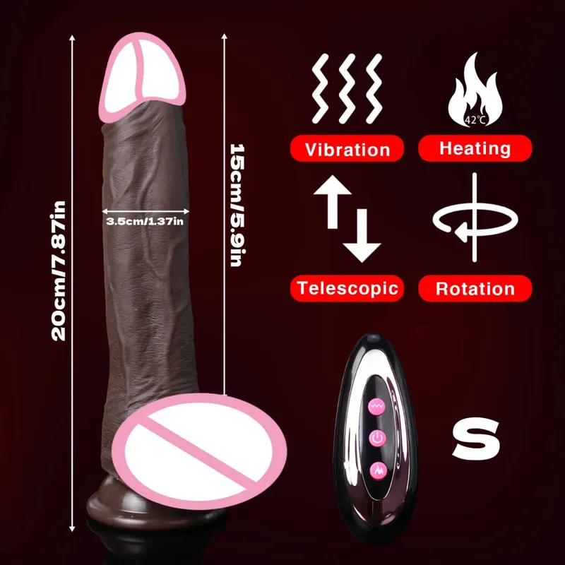 Realistic Dildo Telescopic Vibrator Silicone Penis Masturbation for Women Thrusting Dick Adult Heating Remote Control Sex Toys