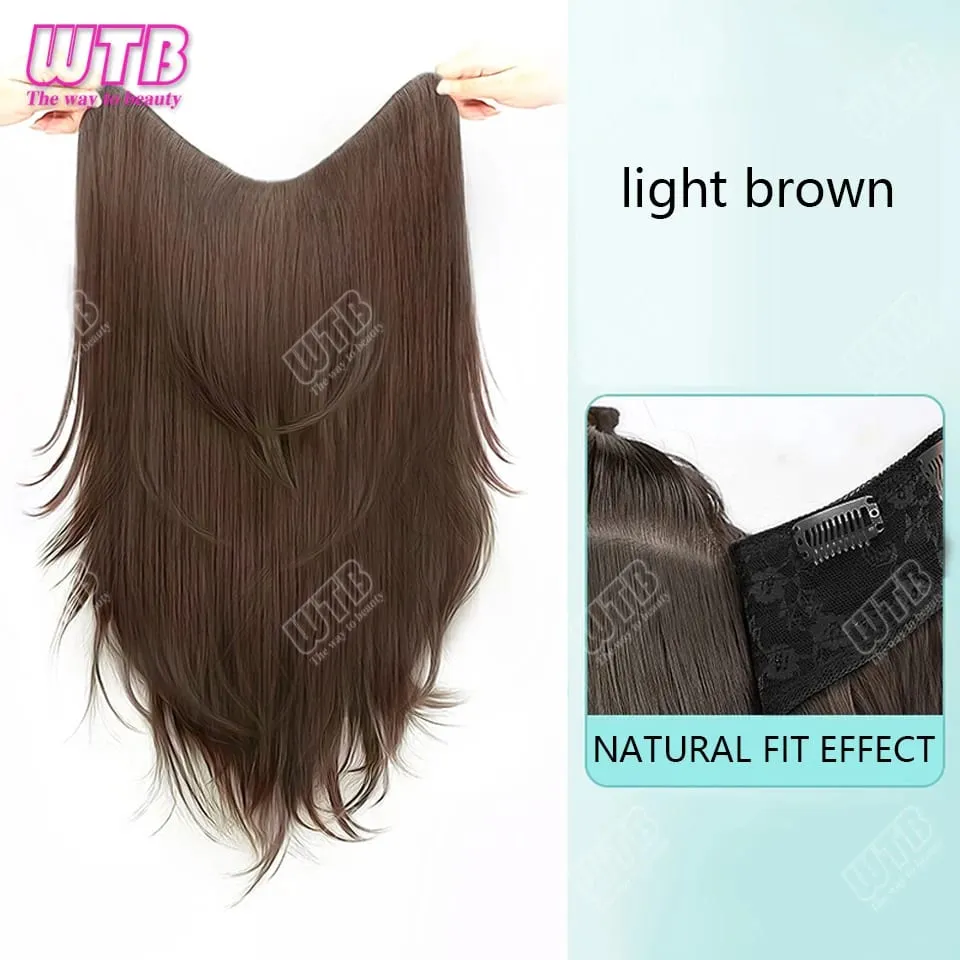 Synthetic Wig female One-piece Straight Wig Layered Extension Hair Wig Korean Fluffy Hair Piece Extension Hair Wig — image 8