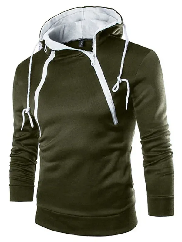 Men's Hoodies Long Sleeve Sweatshirts for Men Zipper Hooded Pullover High Neck Mens Sweatshirt Top Jacket Coat Black Sweater