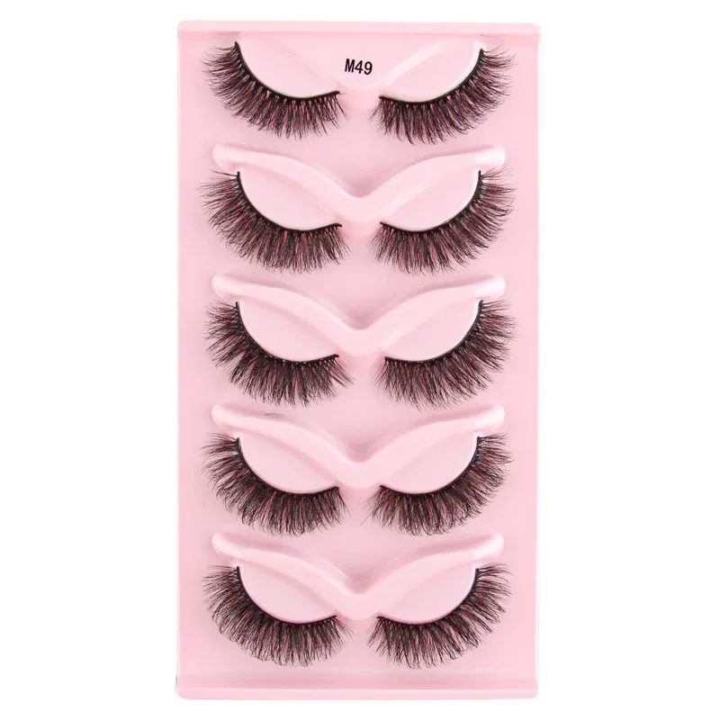 Halve øjenvipper Katteøjevipper 3/5/10 par falske øjenvipper Fluffy Blødt naturligt udseende Klart bånd 3D Mink-vipperforlængelse makeup — image 15