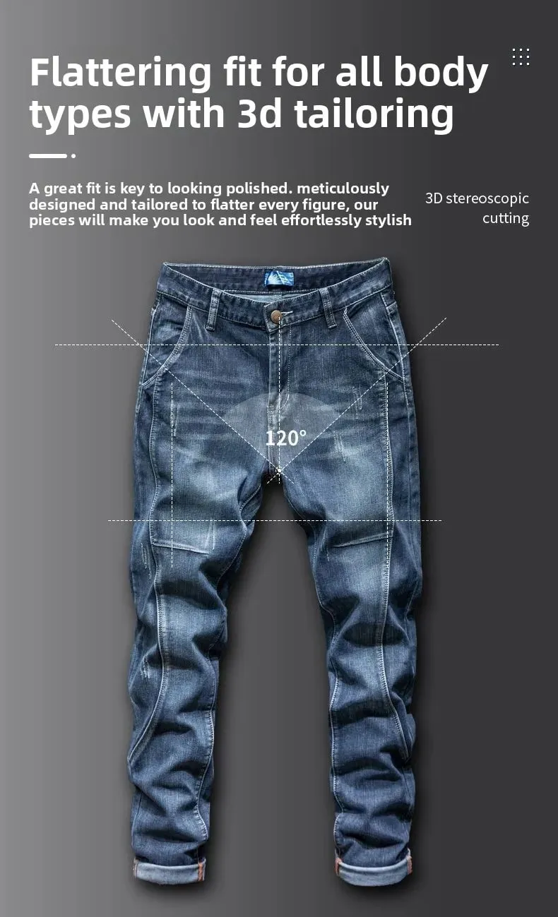 Skarvning Elastisk Stor storlek Lös elastiska jeans Herr Höst Koreansk Trend Byxor Herr Harlan Denim Byxor Herr Bootcut Jeans