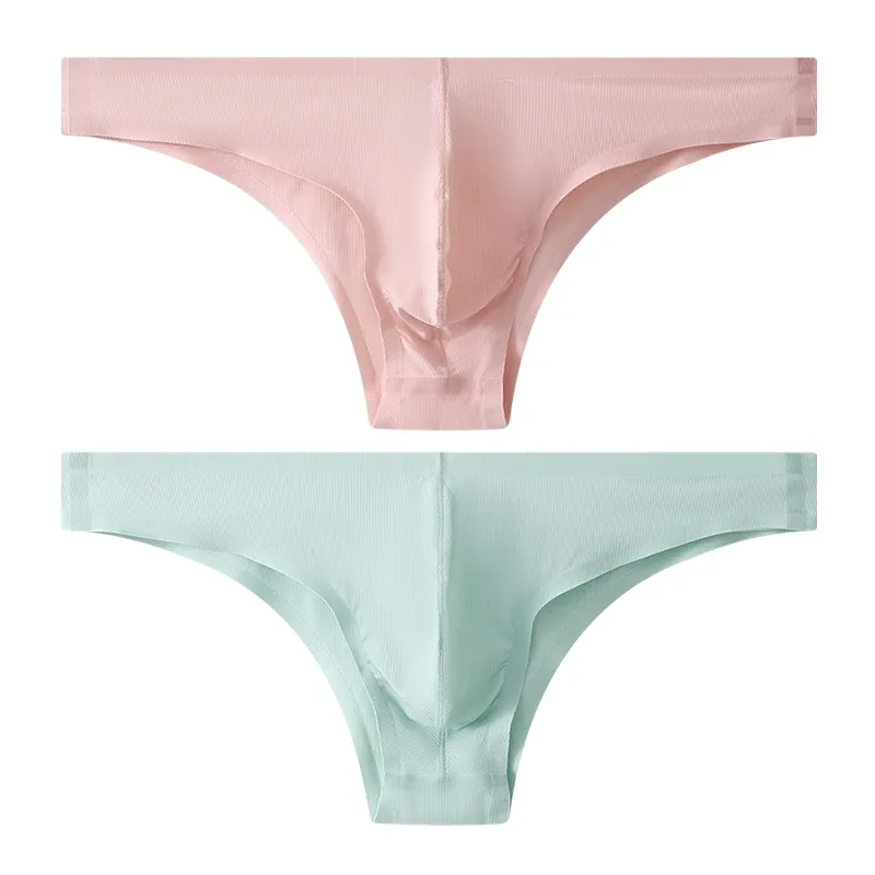 Sous-vêtements pour hommes, demi-hanche, petit Triangle, taille basse, Sexy, jeunes hommes, slip en soie glacée, sans couture, culotte d'été légère et respirante