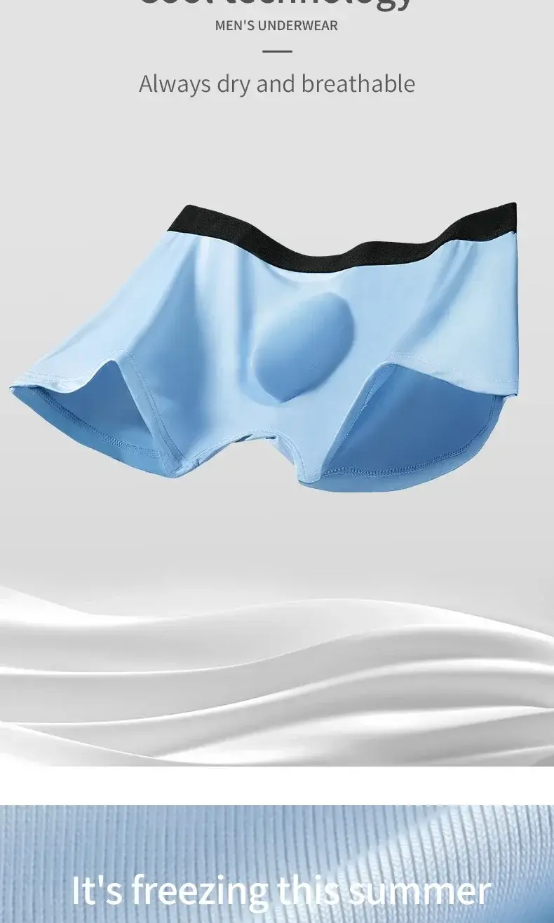 5PCS Men's ice silk seamless underpants 3D punch bag, cool, breathable, comfortable in summer, flat-angled bottom underpants