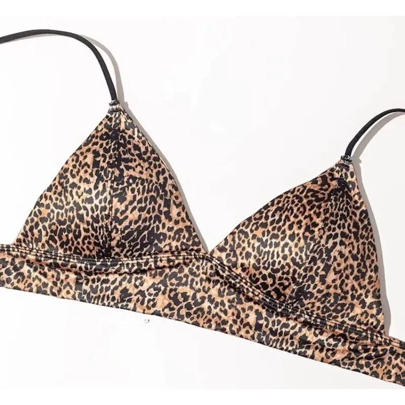 Best Seller Leopard Print Lingerie Set French Triangle Cup Wireless Bra Adjustable Straps Soft Comfortable Underwear Ladies S-XL — image 2